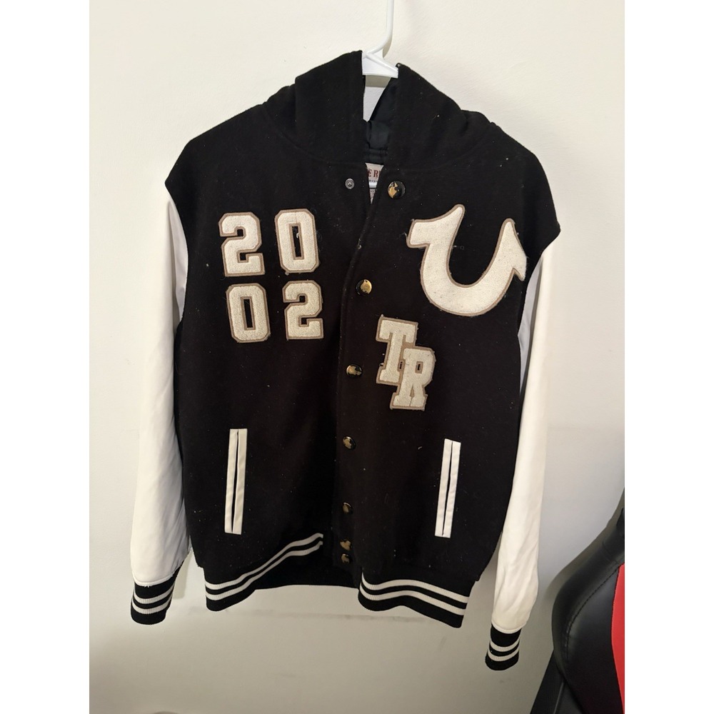 Small True Religion Hooded Varsity Jacket